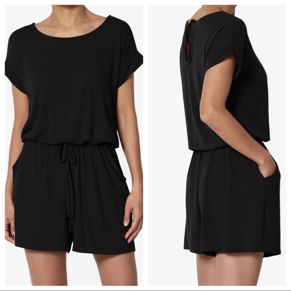 #03 Black soft chic romper jumpsuit - Picture 5 of 7